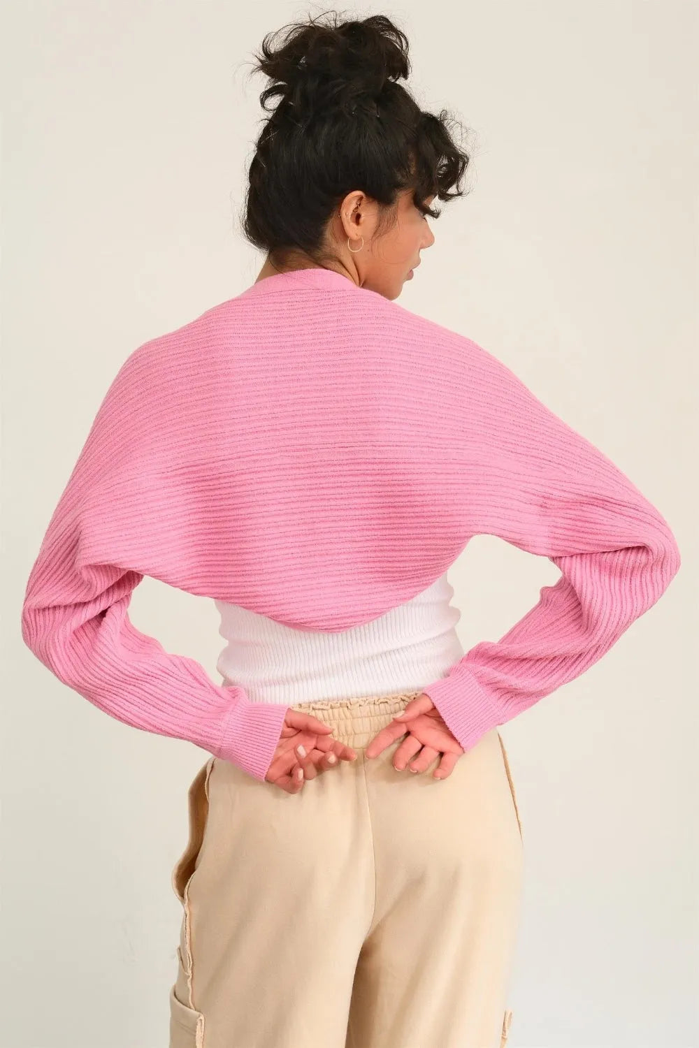 HYFVE Ribbed Knit Bolero Cardigan - Wellen Fashion