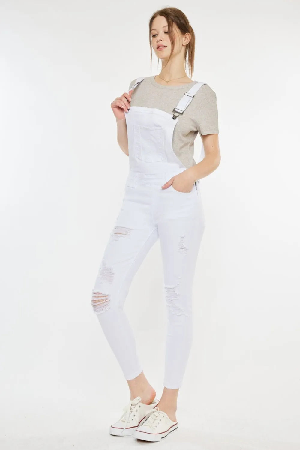 Kancan Distressed Skinny Denim Overalls - Wellen Fashion