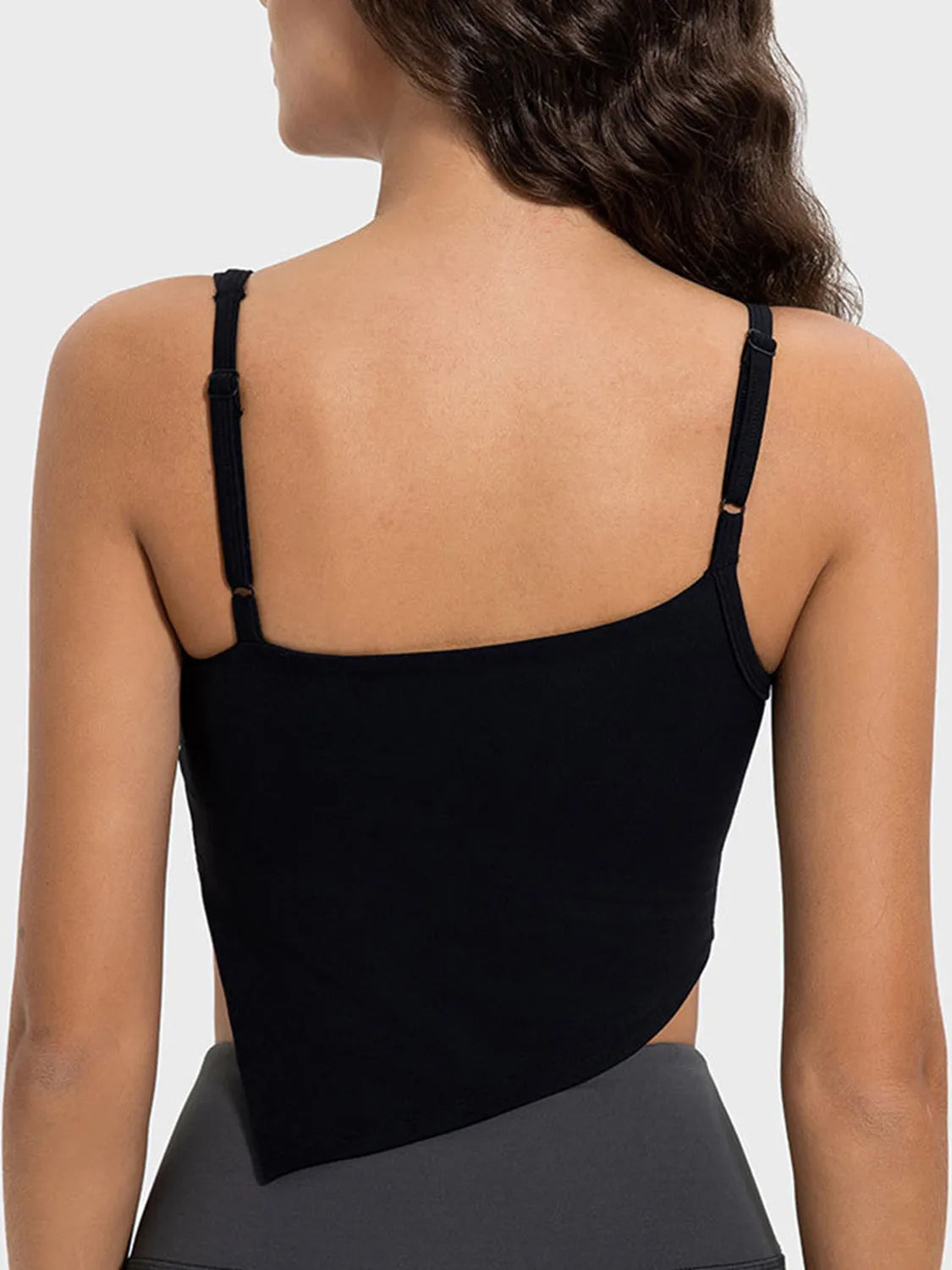 Millennia Slit Asymmetrical Neck Active Cami - Wellen Fashion