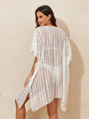 Openwork V-Neck Half Sleeve Cover-Up - Wellen Fashion