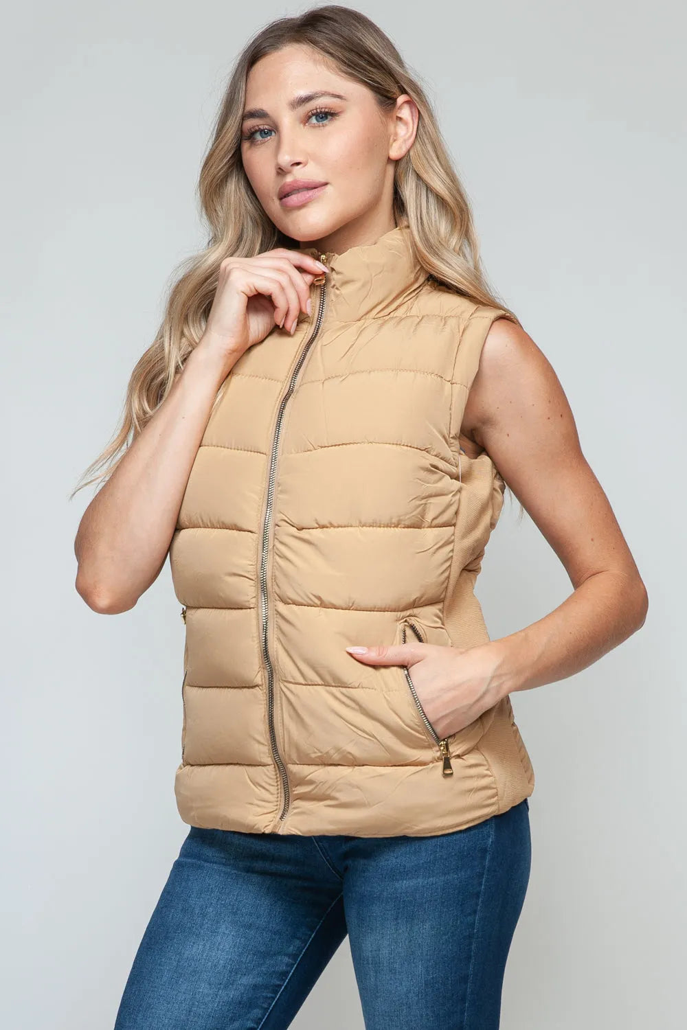 Snobbish Zip Up Turtleneck Vest with Pockets - Wellen Fashion