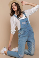 POL Front Chest Zipper Slim Leg Denim Overalls - Wellen Fashion