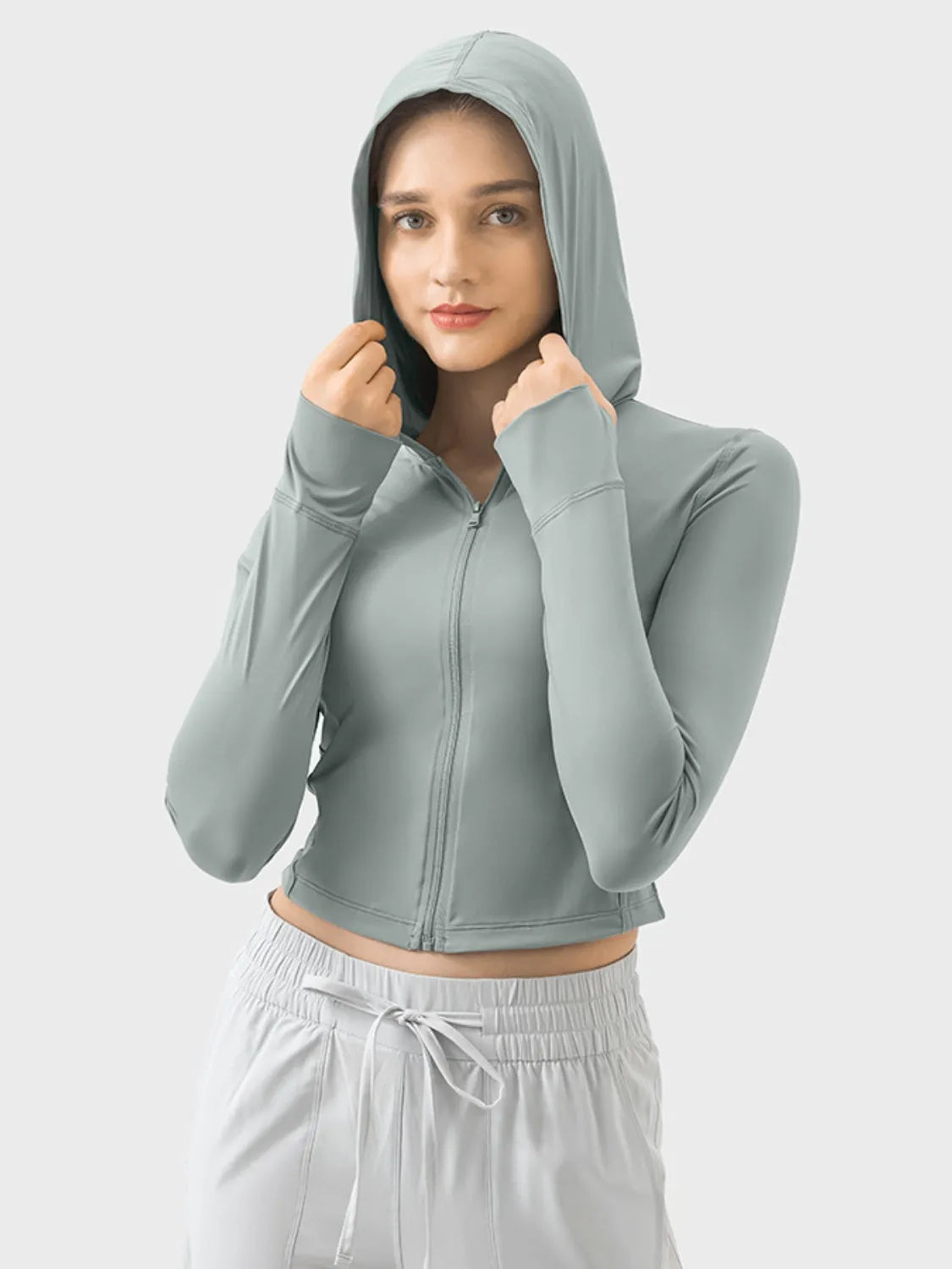 Millennia Zip Up Hooded Long Sleeve Active Outerwear - Wellen Fashion