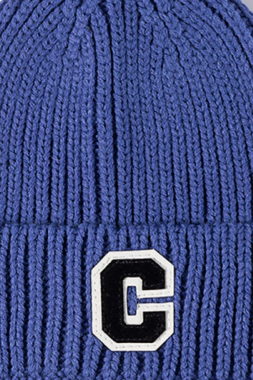 Letter C Patch Cuffed Beanie - Wellen Fashion