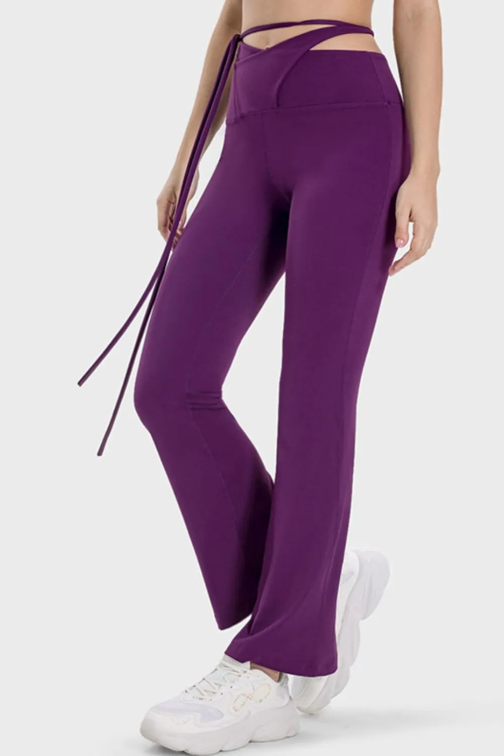 Millennia Tied Mid-Rise Waist Active Pants - Wellen Fashion