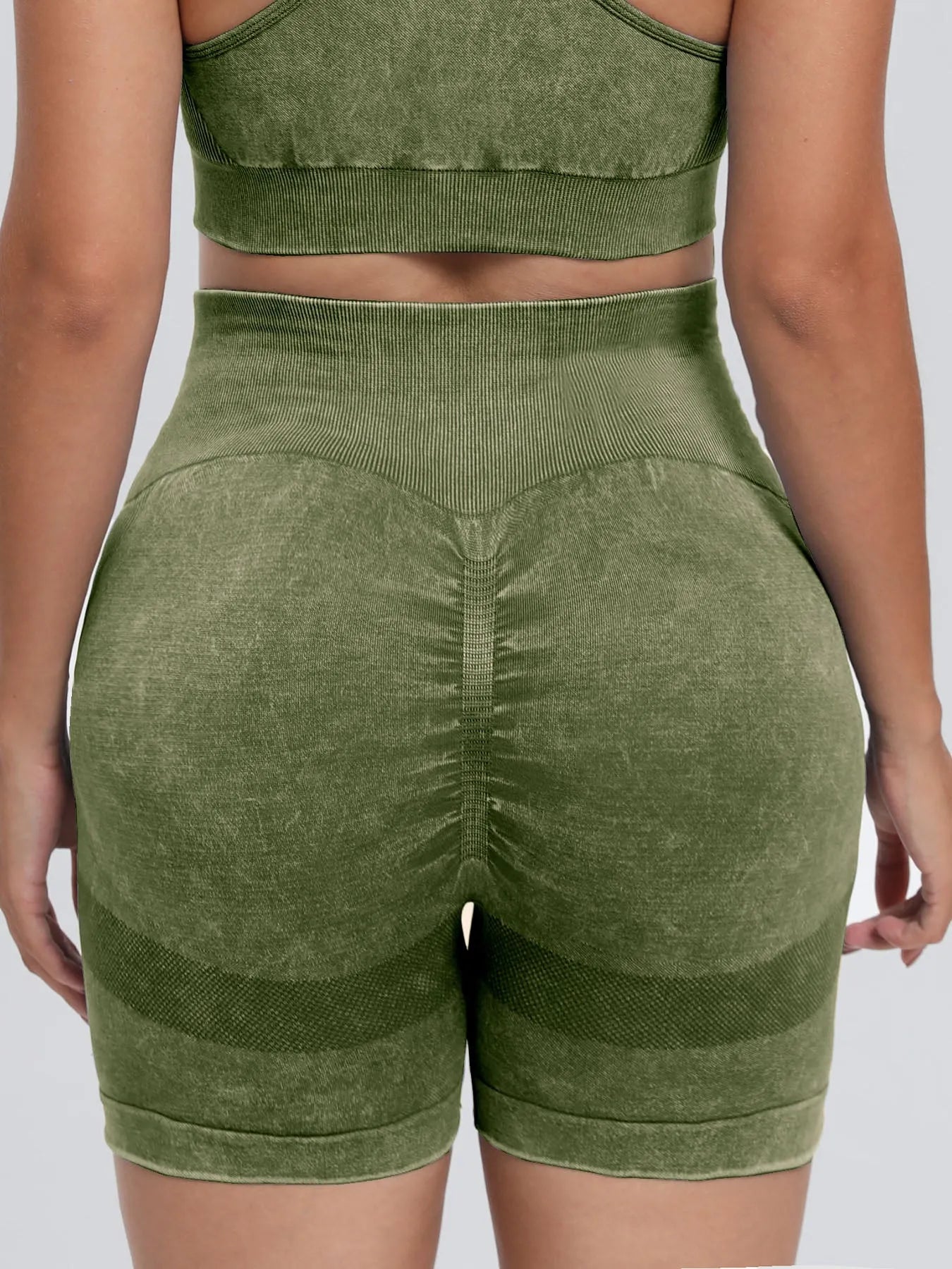 Washed High Waist Active Shorts - Wellen Fashion