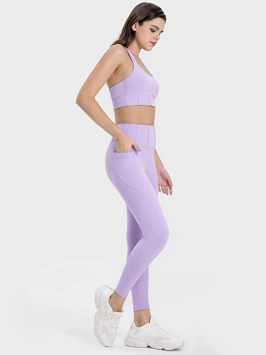 Millennia Pocketed High Waist Active Leggings - Wellen Fashion