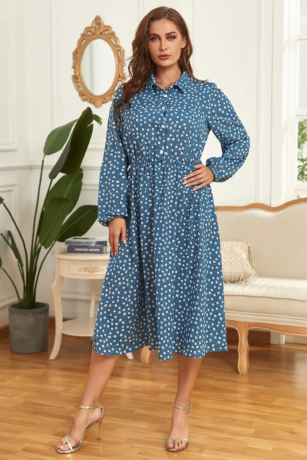 Honey Plus Size Long Sleeve Shirt Dress - Wellen Fashion