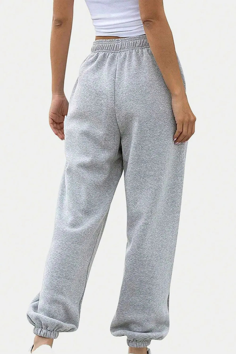 Elastic Waist Joggers with Pockets - Wellen Fashion