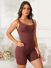 Scoop Neck Wide Strap Active Romper - Wellen Fashion