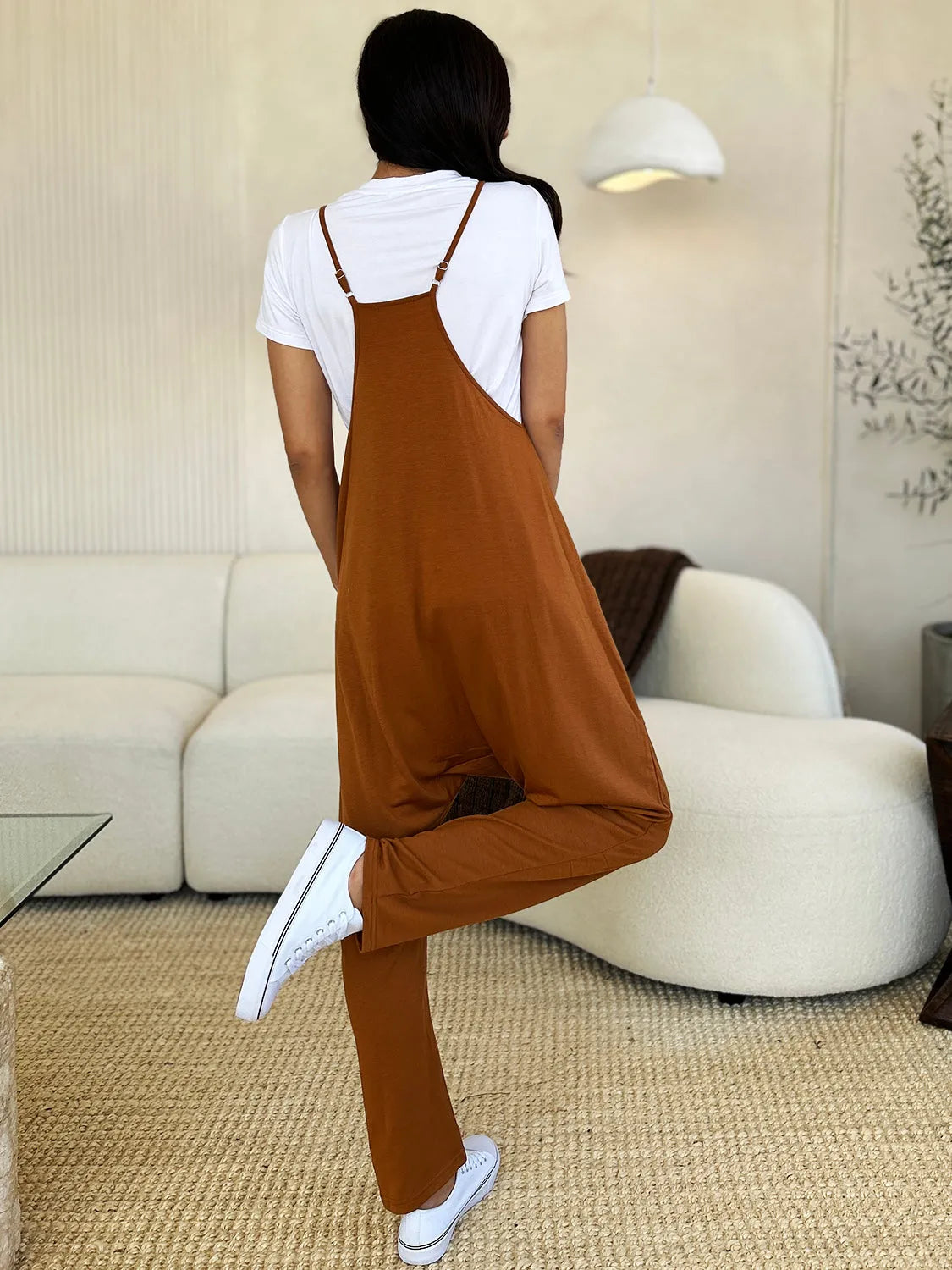 Double Take Full Size Sleeveless V-Neck Pocketed Jumpsuit - Wellen Fashion