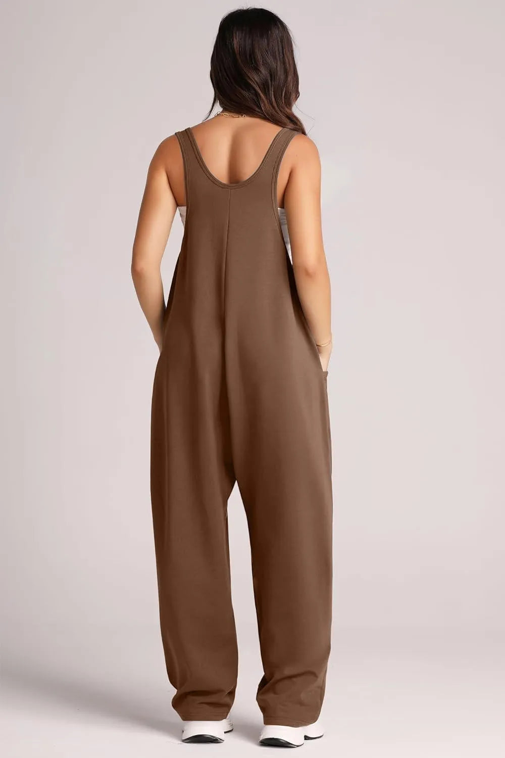 Wide Strap Jumpsuit with Pockets - Wellen Fashion