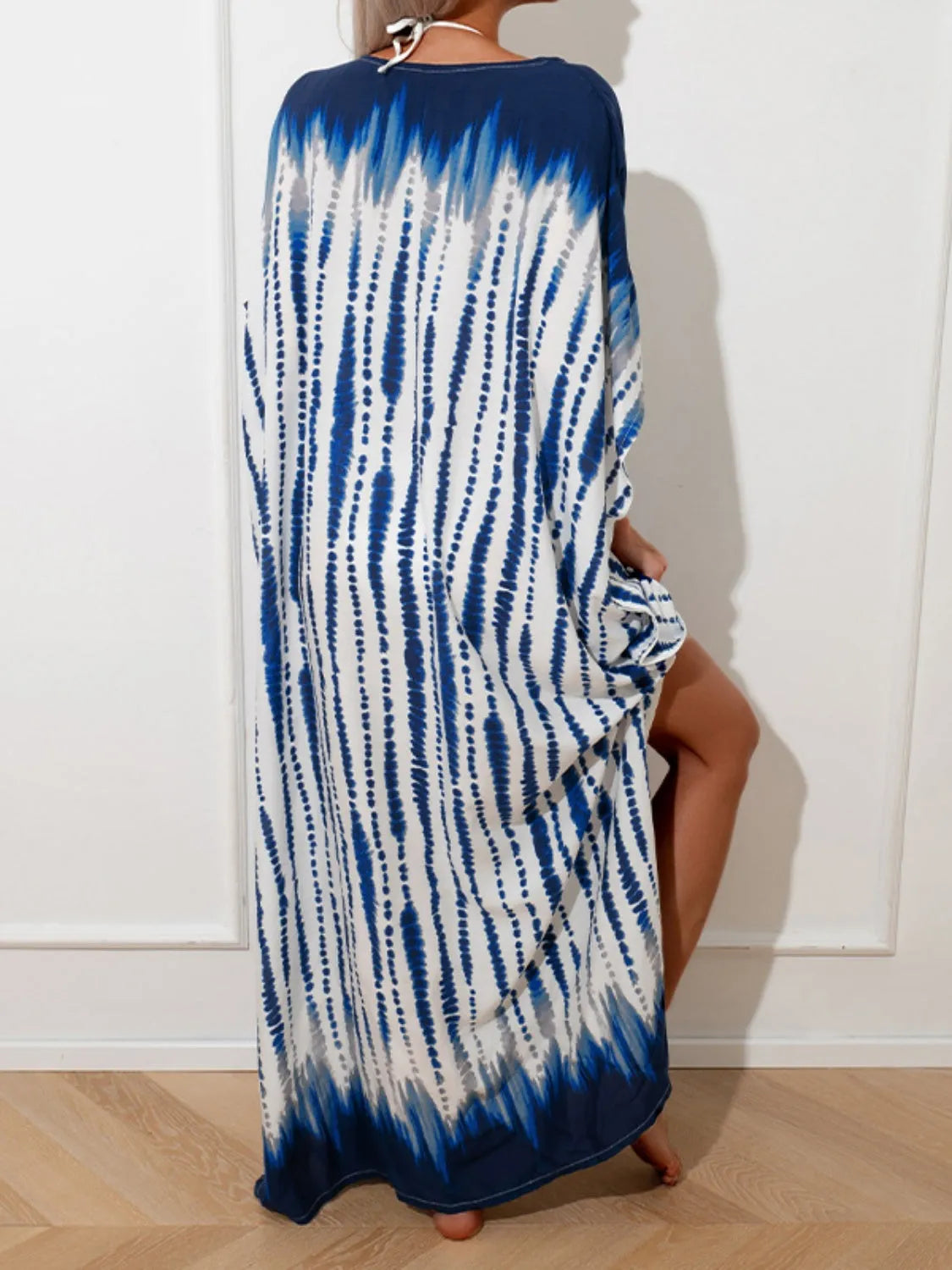 Slit Tie-Dye Half Sleeve Cover Up - Wellen Fashion