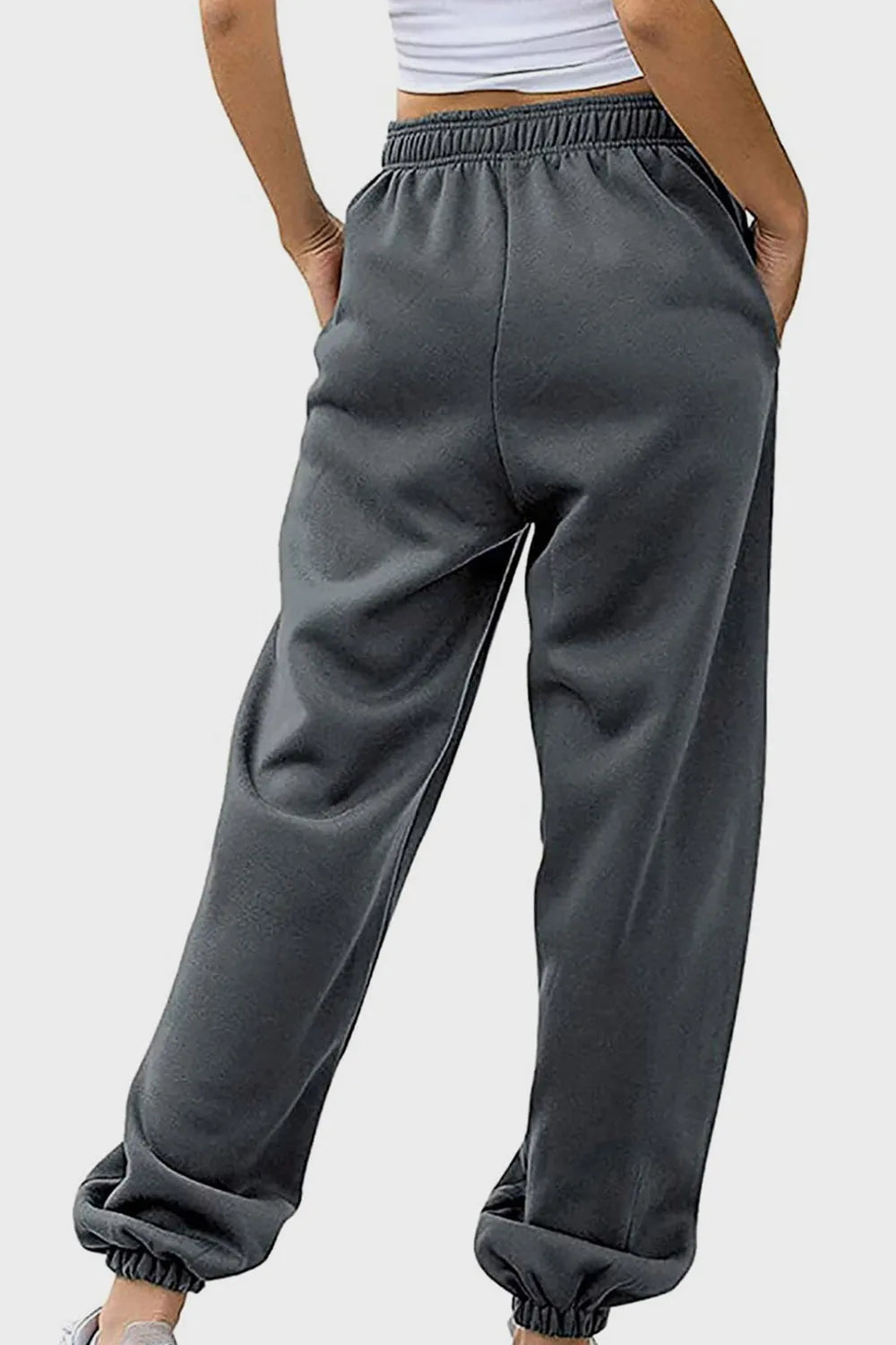 Elastic Waist Joggers with Pockets - Wellen Fashion