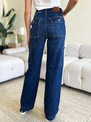 Judy Blue Full Size High Waist Straight Cargo Jeans - Wellen Fashion