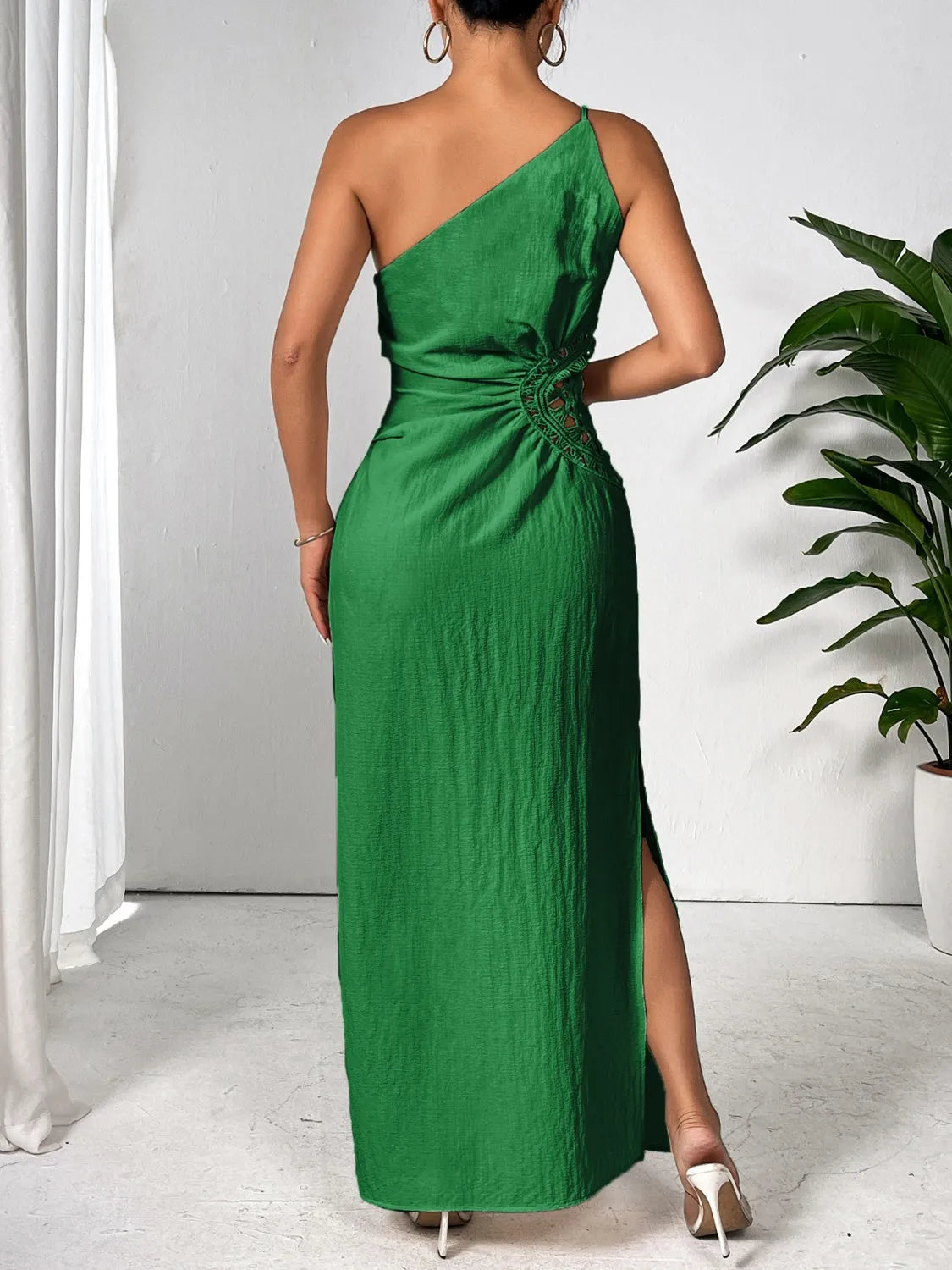 Honey Slit One Shoulder Sleeveless Maxi Dress - Wellen Fashion