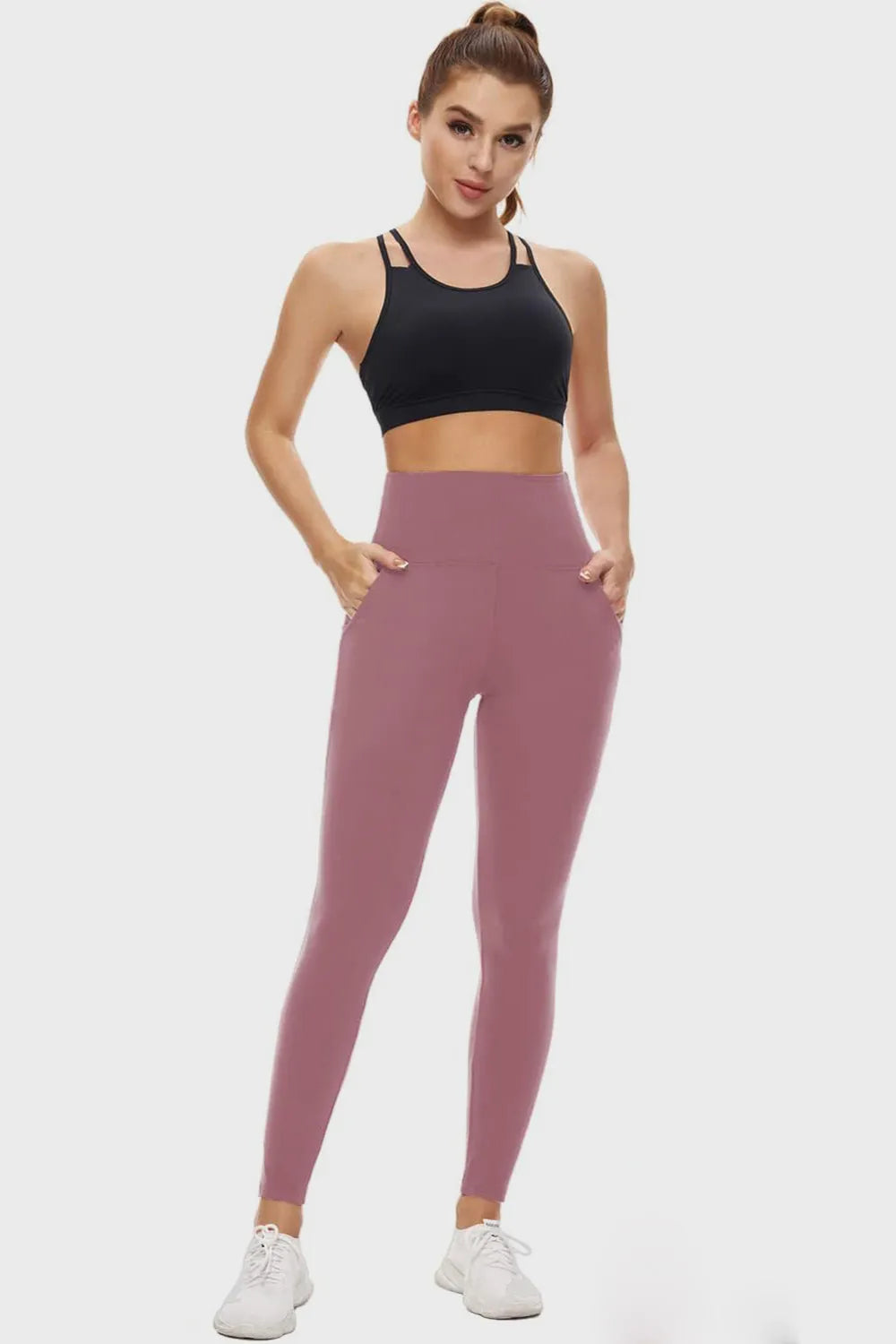 Pocketed High Waist Active Leggings - Wellen Fashion