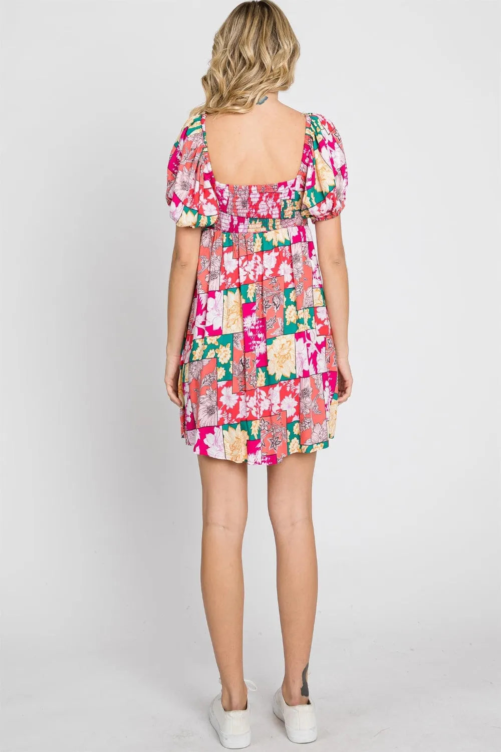 GeeGee Floral Ruff Sleeve Mini Dress - Wellen Fashion