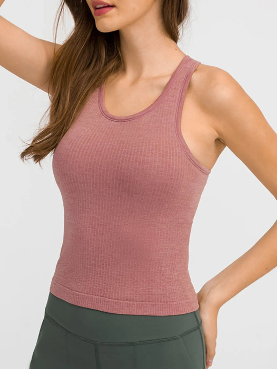 Millennia Round Neck Racerback Active Tank - Wellen Fashion