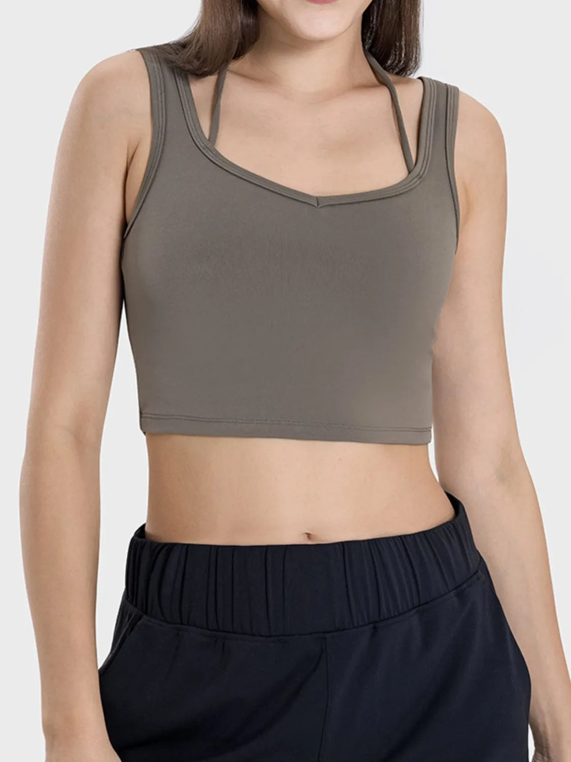 Millennia Crisscross Square Neck Active Tank - Wellen Fashion