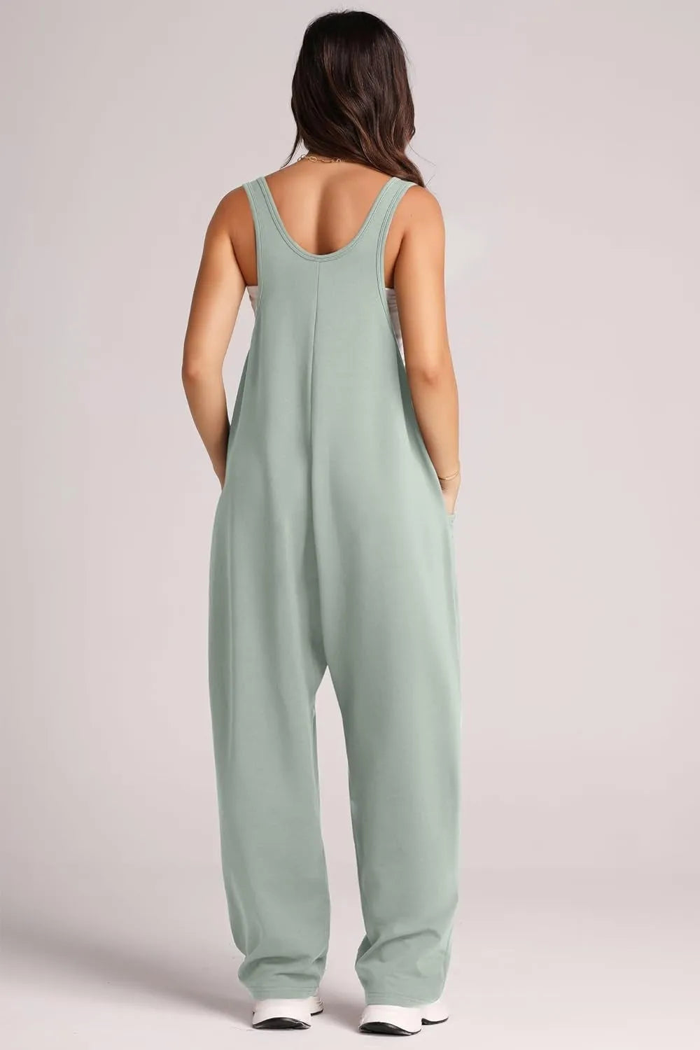 Wide Strap Jumpsuit with Pockets - Wellen Fashion