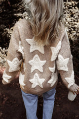 Star Button Up Long Sleeve Cardigan - Wellen Fashion