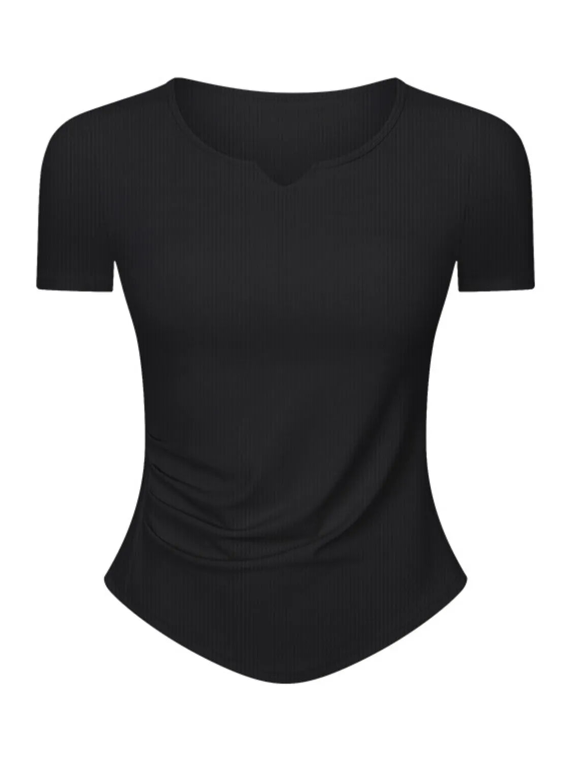 Millennia Notched Short Sleeve Active T-Shirt - Wellen Fashion