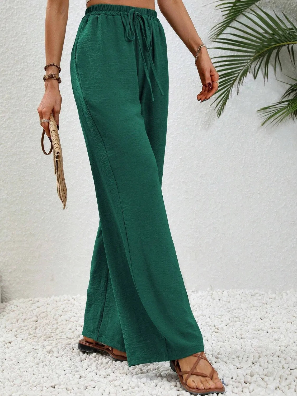 Wide Leg Drawstring Pants - Wellen Fashion