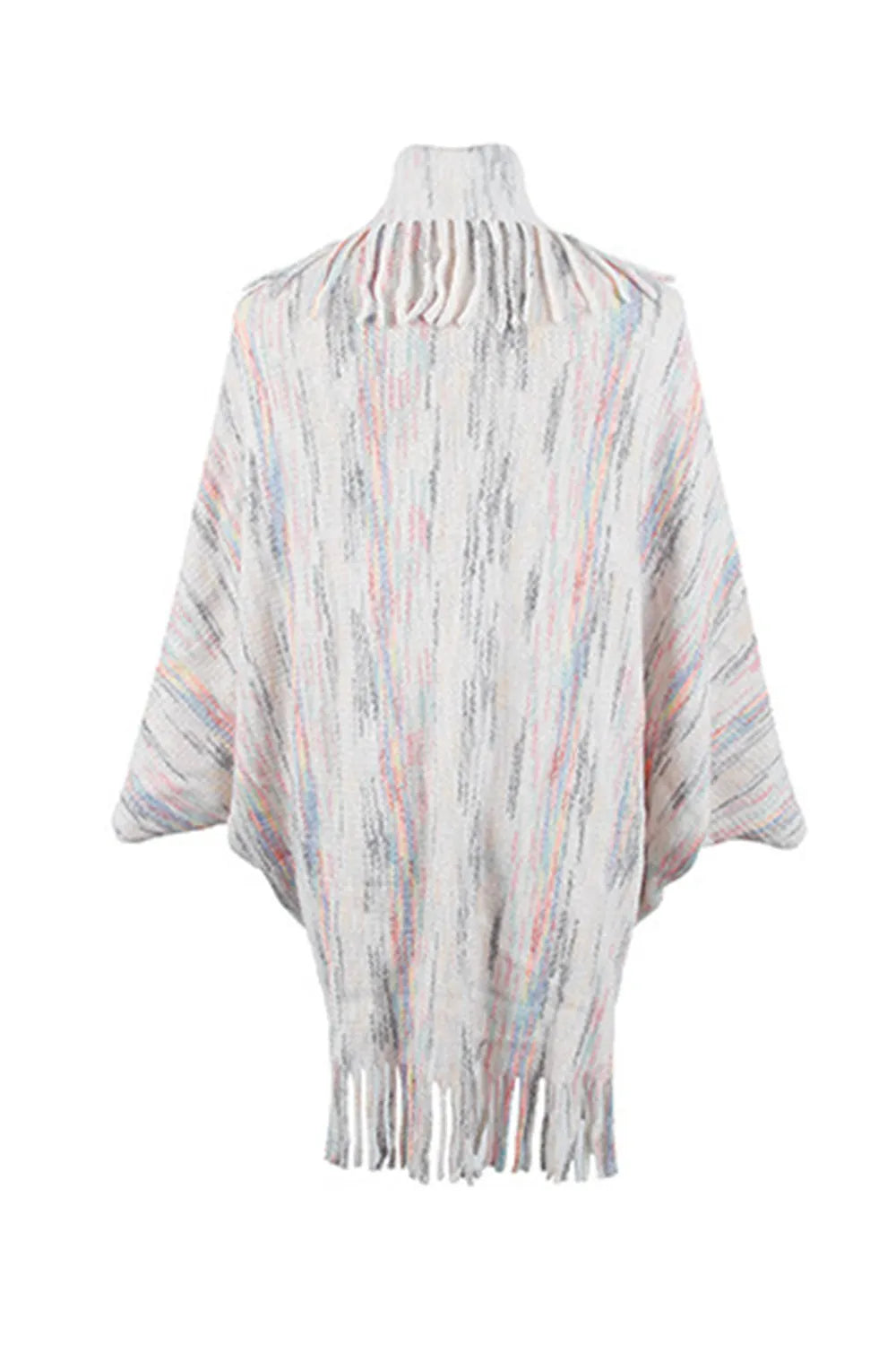 Fringe Detail Printed Poncho - Wellen Fashion