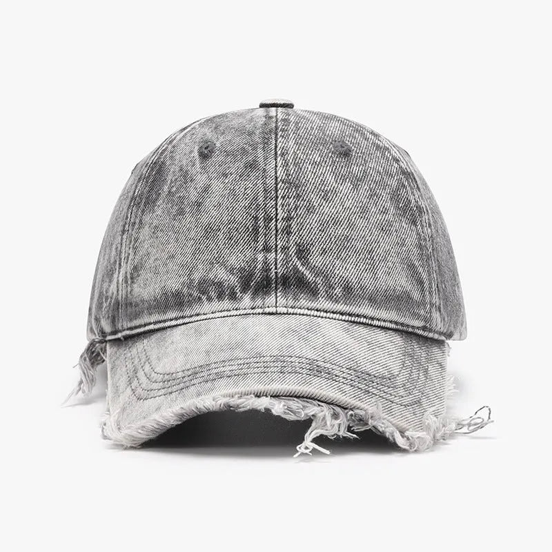 Raw Hem Cotton Baseball Cap - Wellen Fashion