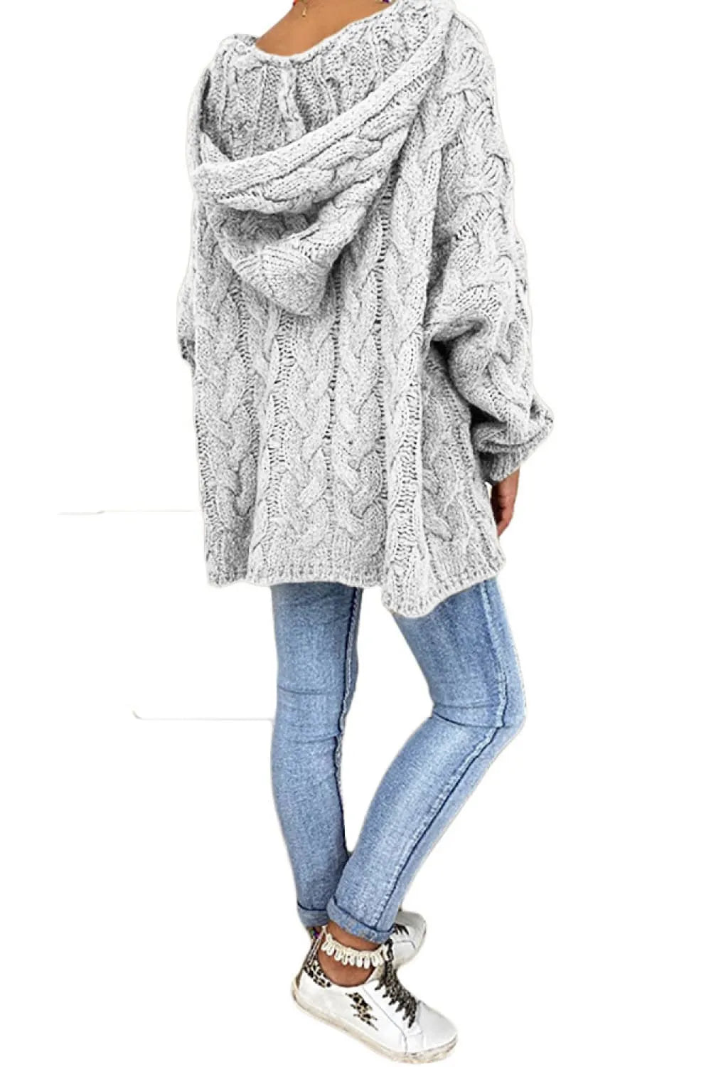 Cable-Knit Hooded Sweater - Wellen Fashion