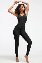 Crisscross Wide Strap Active Jumpsuit - Wellen Fashion