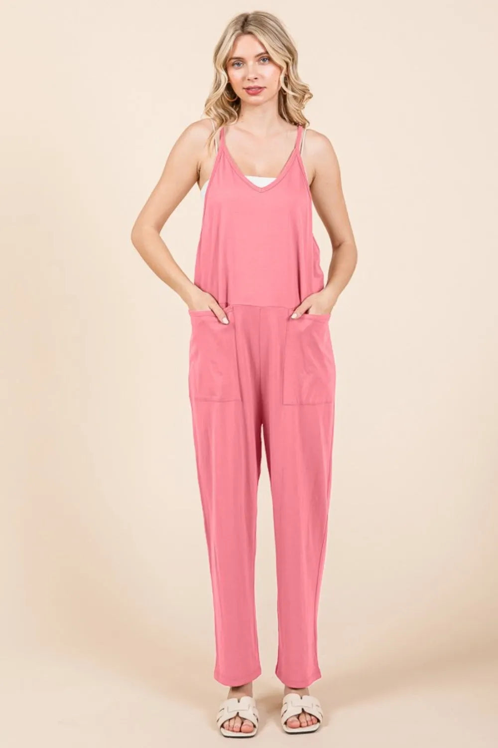 Culture Code Full Size Sleeveless Jumpsuit with Pockets - Wellen Fashion