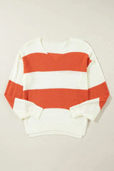 Color Block Dropped Shoulder V-Neck Sweater - Wellen Fashion