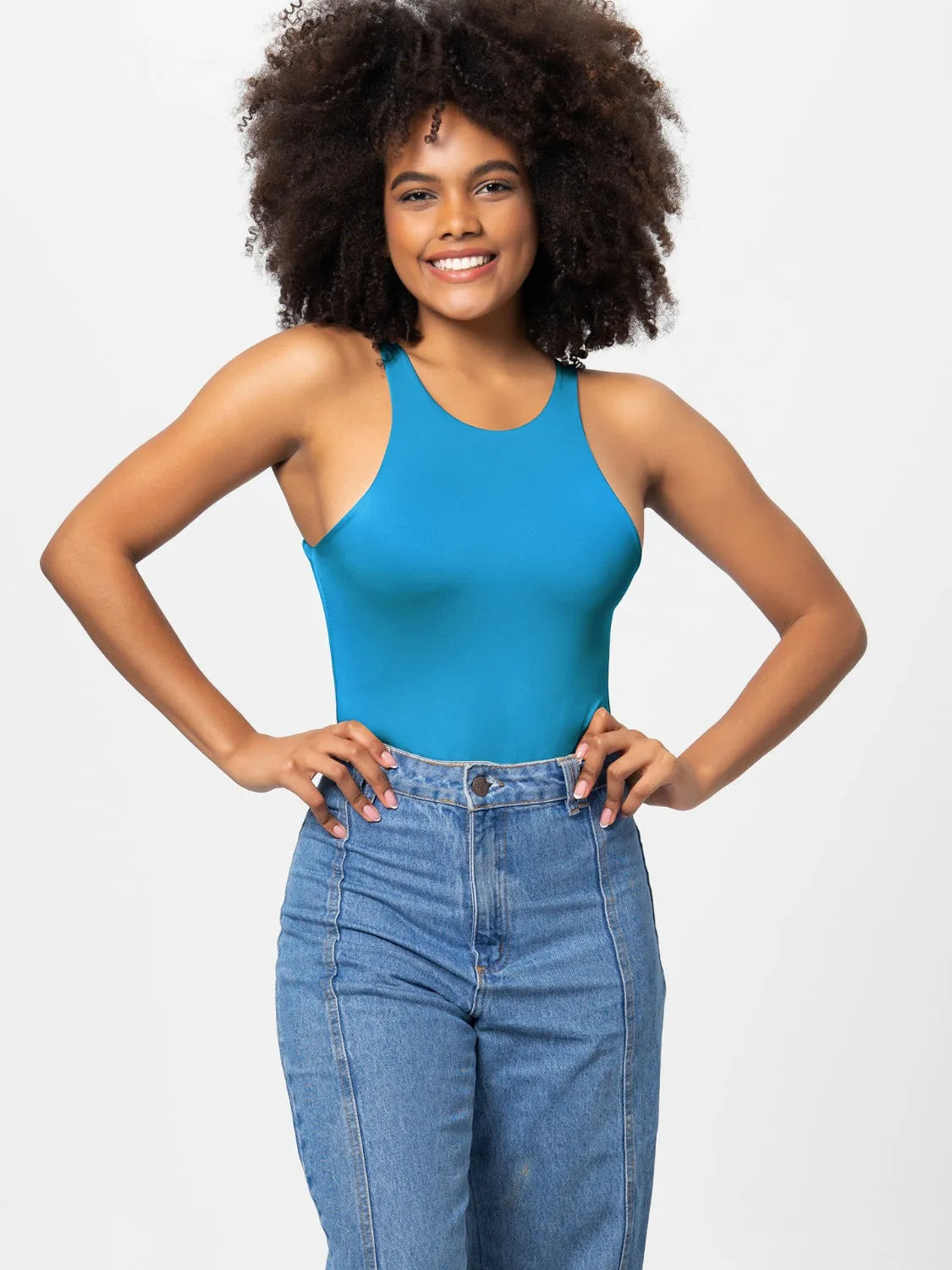 Full Size Round Neck Wide Strap Bodysuit - Wellen Fashion