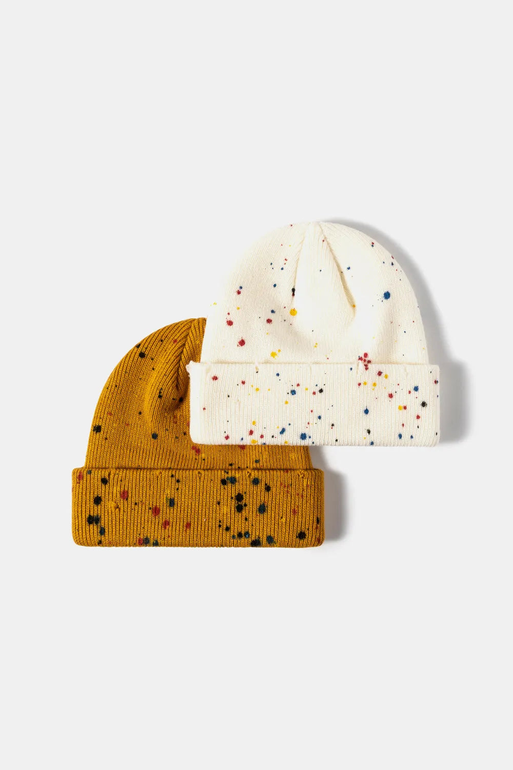 Confetti Rib-Knit Cuff Beanie - Wellen Fashion