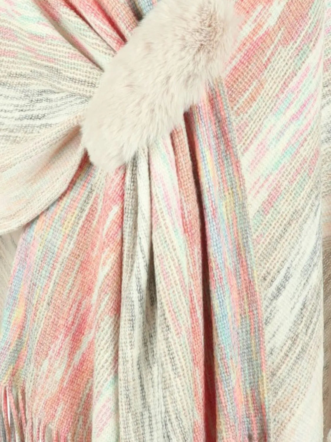 Heathered Fringe Hem Poncho - Wellen Fashion