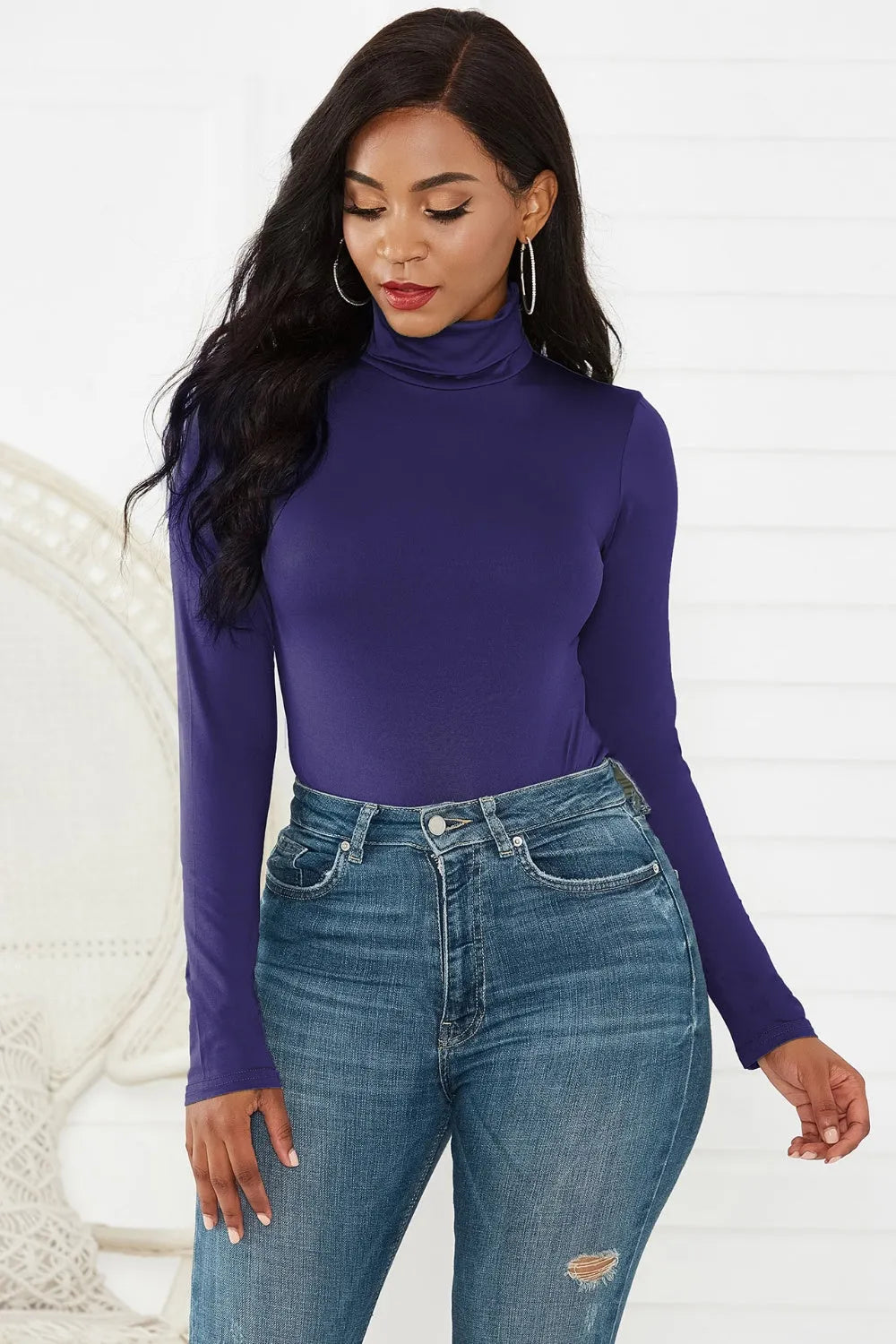 Turtleneck Long Sleeve Bodysuit - Wellen Fashion