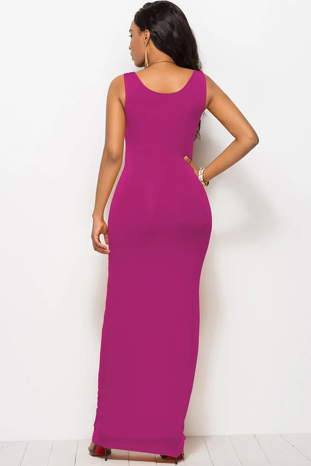 Scoop Neck Wide Strap Maxi Dress - Wellen Fashion