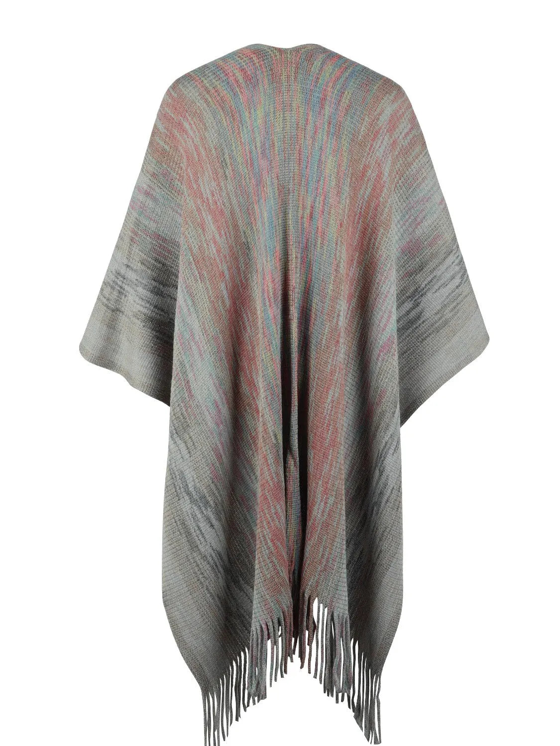 Heathered Fringe Hem Poncho - Wellen Fashion